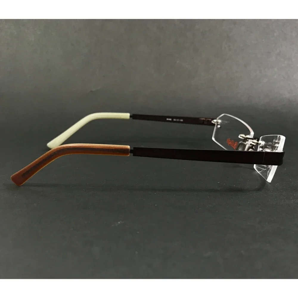 Bellagio Eyeglasses Frames B466 C-02 Brown Rimless Rectangle 54-17-135